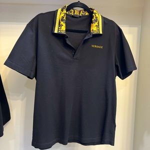 Versace Polo - Black with Barocco Collar- size XL